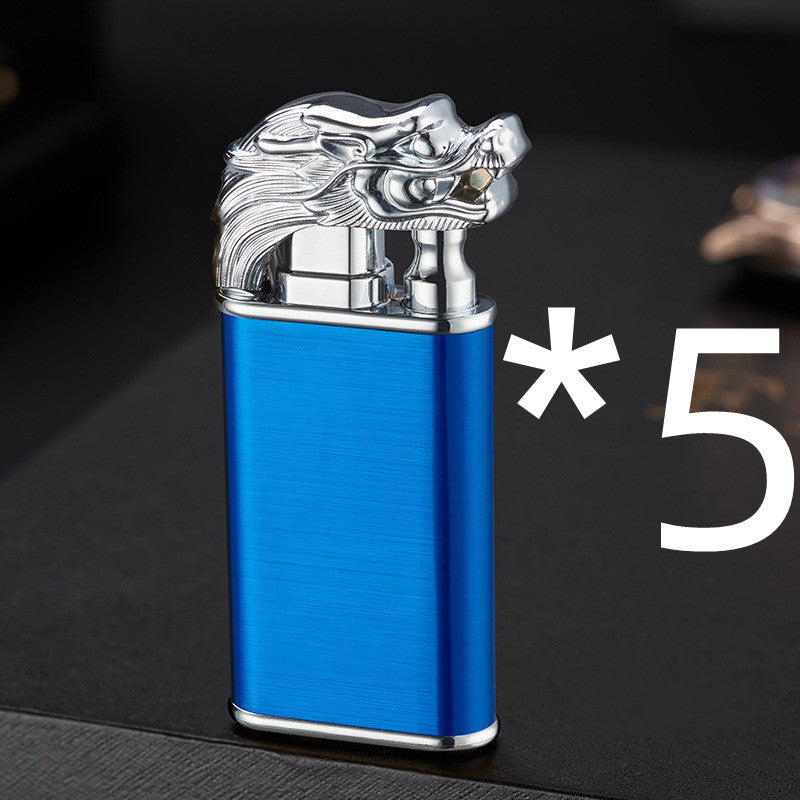 Windproof Jet Flame Torch Lighter – Creative Dolphin Dragon Tiger Double Fire Metal Refillable Lighter
