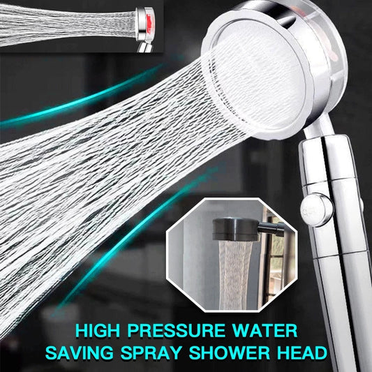 Strong Pressure Shower Head – Turbo Propeller Water Saving Handheld Spray