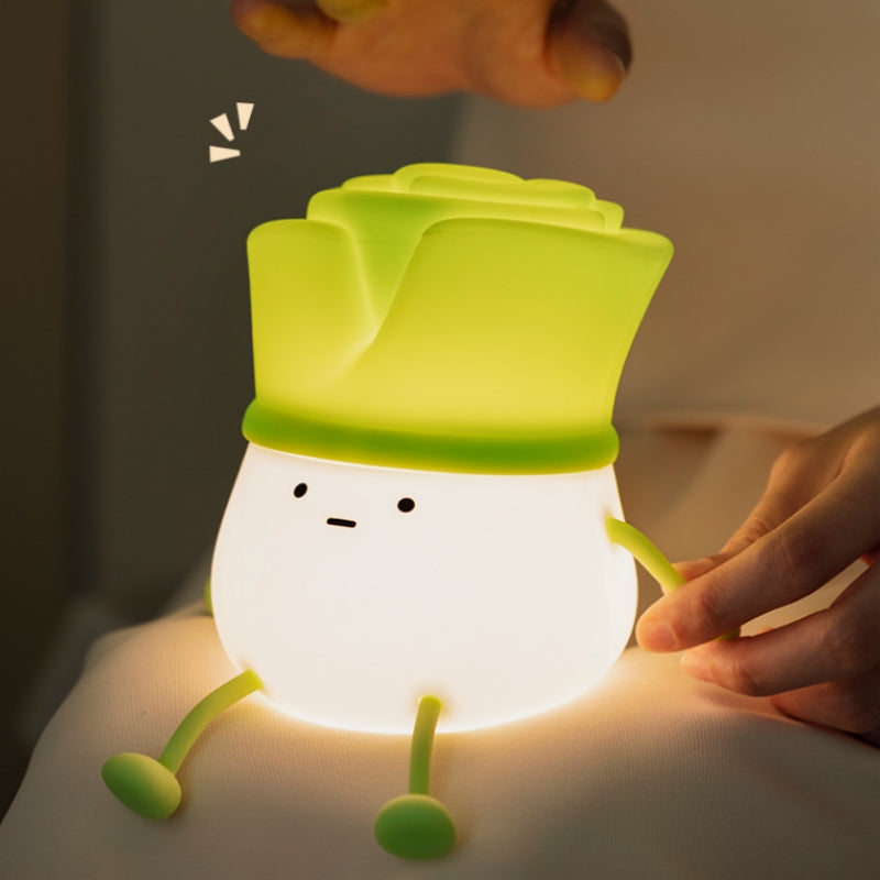Cute Green Onion Glow Lamp LED – Relaxing Night Light for Desk & Bedroom Decor