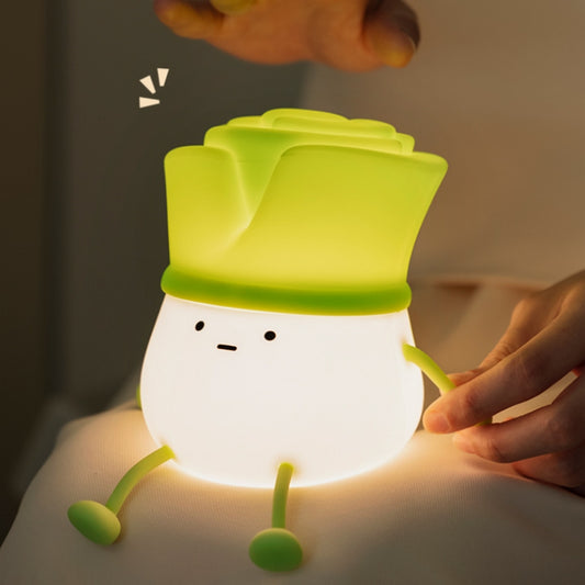 Cute Green Onion Glow Lamp LED – Relaxing Night Light for Desk & Bedroom Decor