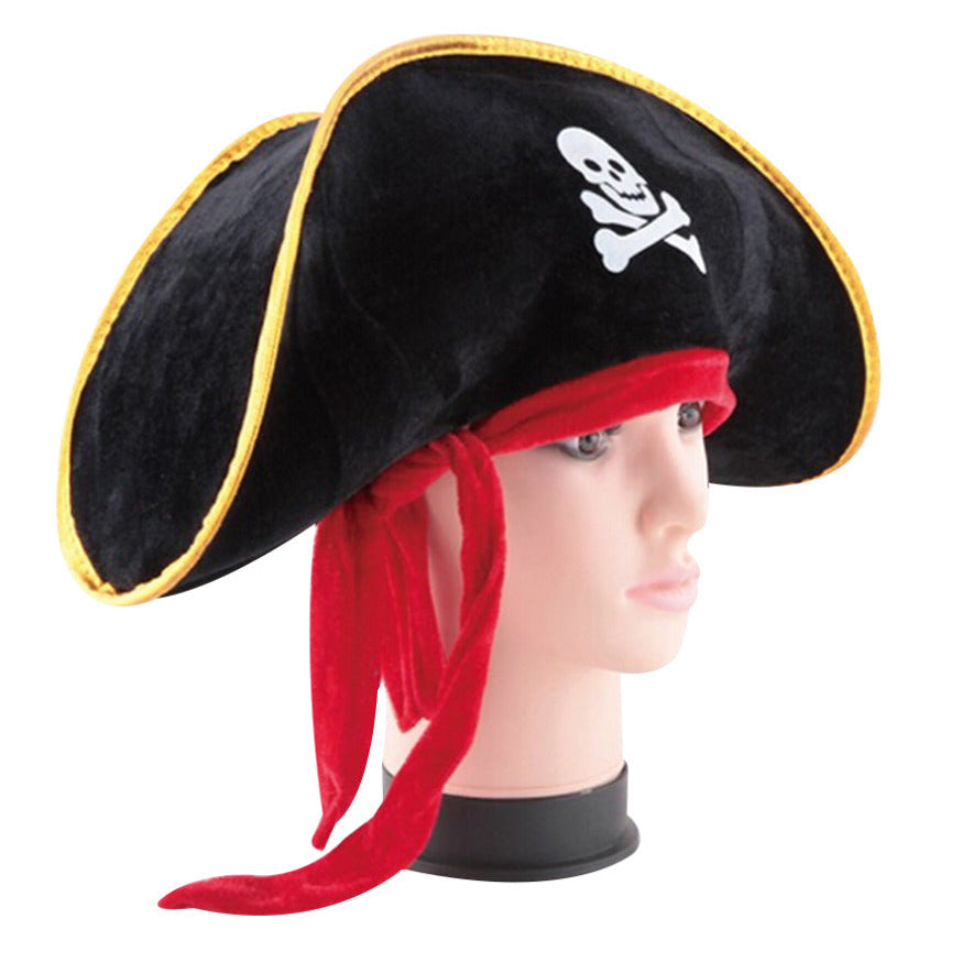 Halloween Pirate Captain Costume Hat – Skull Print Cosplay Cap