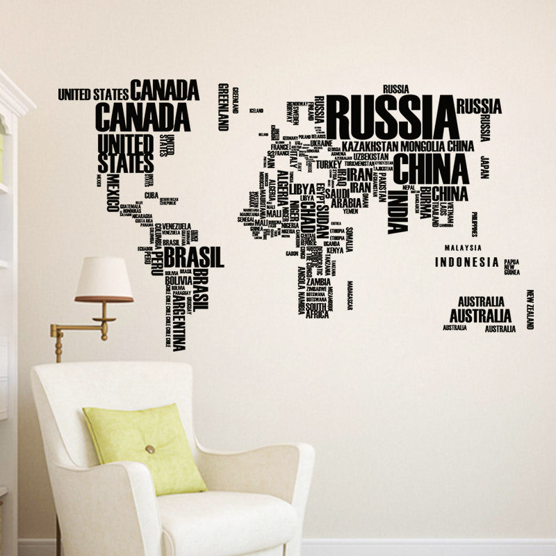 Animal World Map Wall Mural – Kids Room Learning Decor Decal for Bedroom Nursery