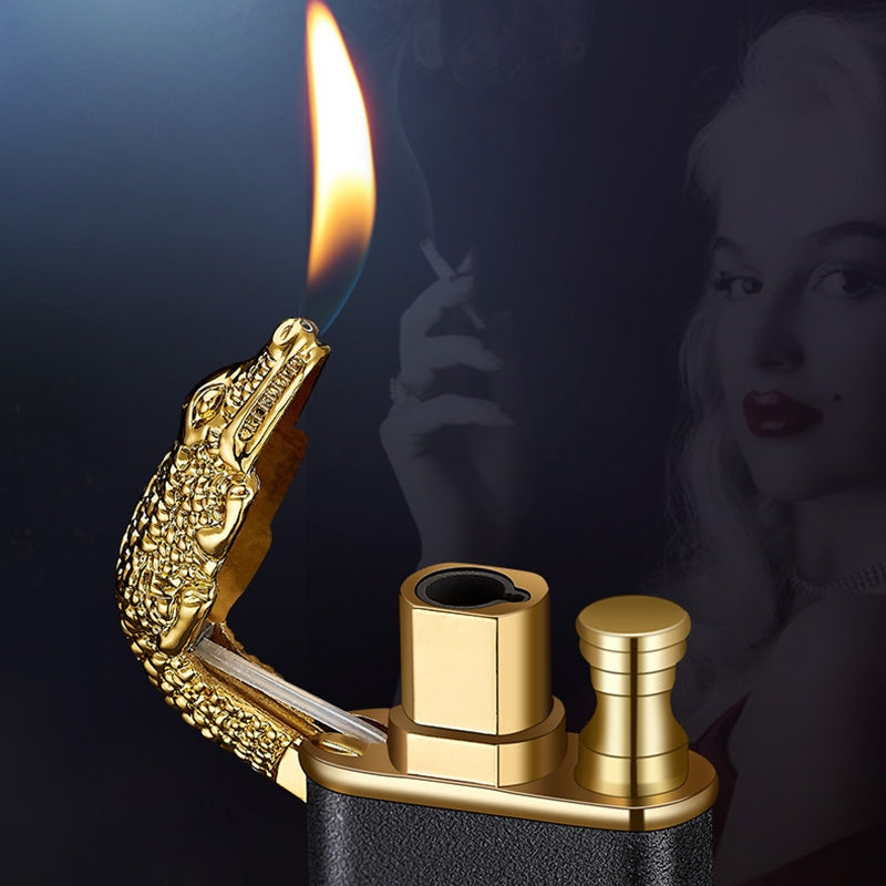 Windproof Jet Flame Torch Lighter – Creative Dolphin Dragon Tiger Double Fire Metal Refillable Lighter