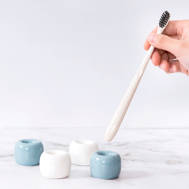 Ceramic Toothbrush Holder – Bathroom Organizer for Sink & Vanity Storage