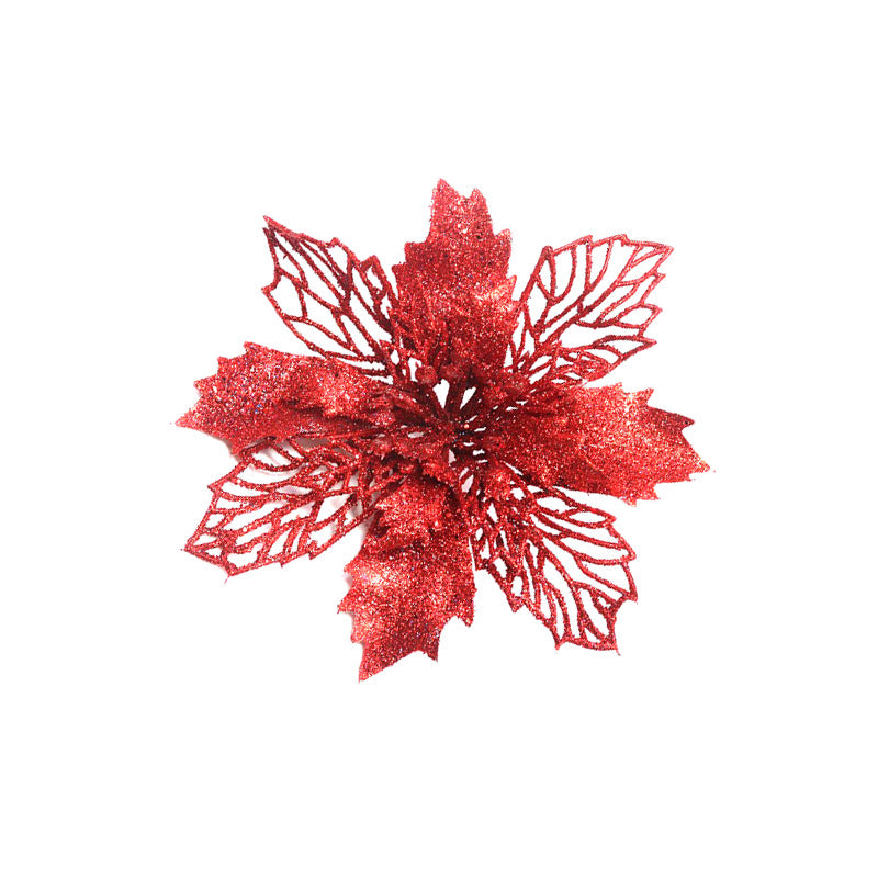Christmas Glitter Fake Flowers – Festive Tree Decorations for Home & Party Setup