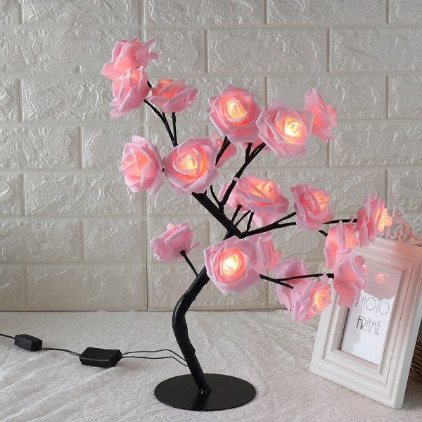 Romantic LED Rose Tree Light – Aesthetic Bedside Table Lamp for Cozy Bedroom Decor