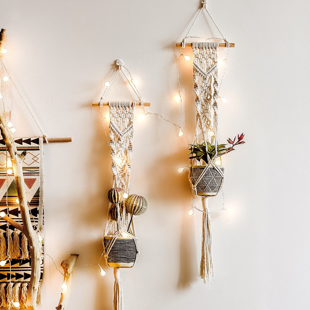 Braided Rope Hanging Basket – Boho Wall Storage for Home Organization & Decor