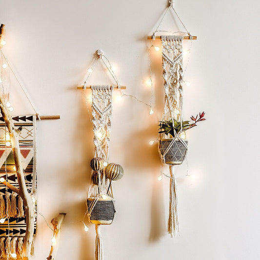 Braided Rope Hanging Basket – Boho Wall Storage for Home Organization & Decor