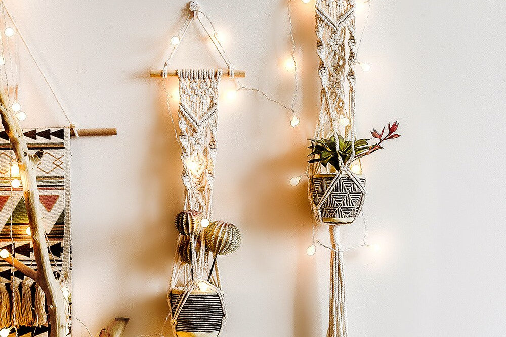 Braided Rope Hanging Basket – Boho Wall Storage for Home Organization & Decor