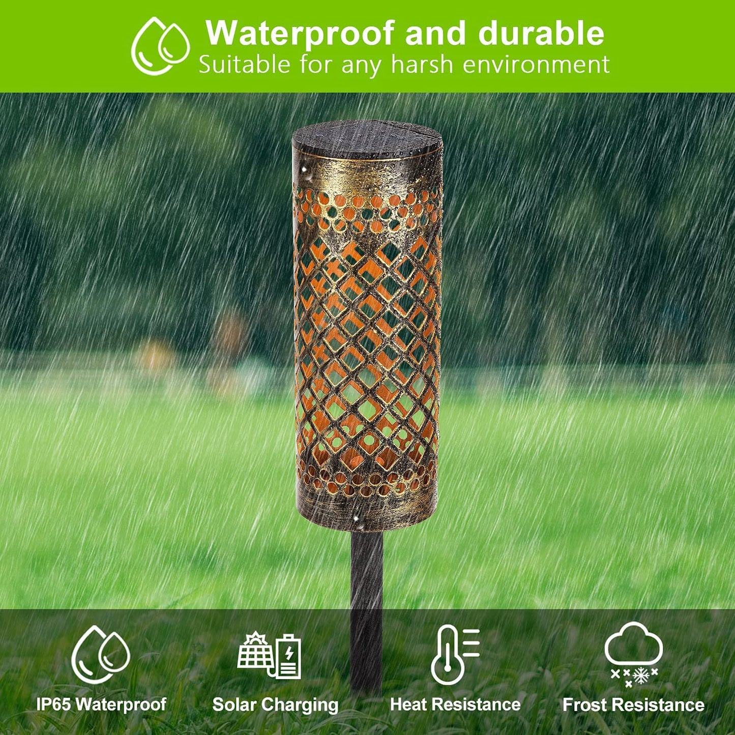 Solar Garden Lights Waterproof – Metal Outdoor Lawn Lamps