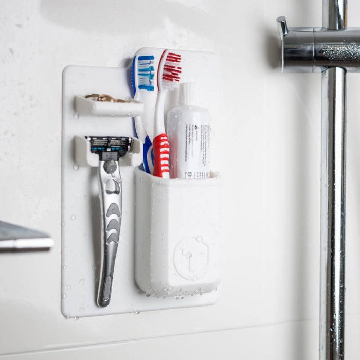 Wall Mounted Toothbrush Holder Organizer – Silicone Suction Bathroom Storage