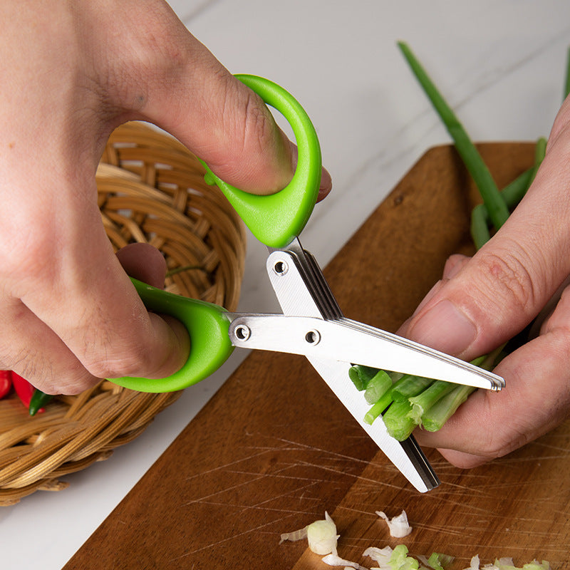 Fast Chop Kitchen Herb Scissors – Multi-Layer Stainless Steel Green Onion & Seaweed Cutter Tool