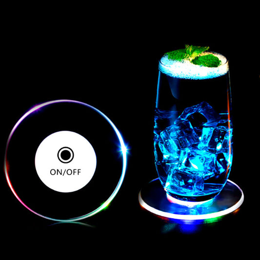 Crystal LED Glow Coaster – Light Up Drink Pad for Bar, Party, and Home Table Decor