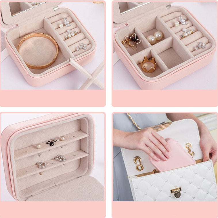 Travel Jewelry Case for Women – Mini Portable Organizer Box for Earrings, Rings & Accessories
