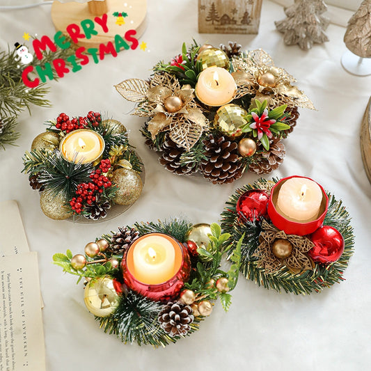 Christmas Table Wreath – Candle Holder Centerpiece for Festive Home Decor