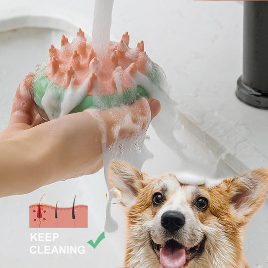 Pet Bath Brush with Shampoo Dispenser – 2-in-1 Dog & Cat Grooming Tool