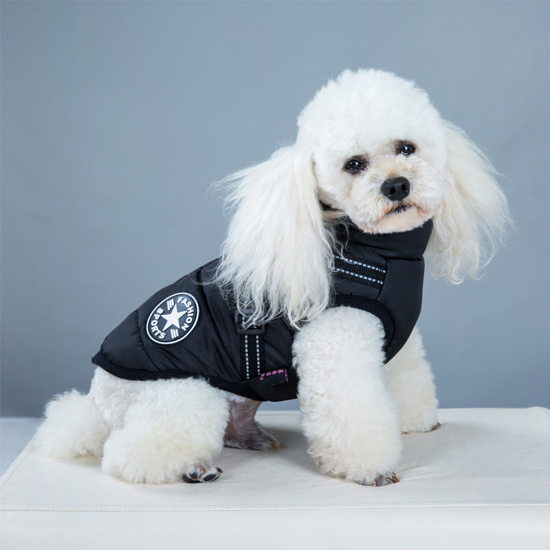 Warm Dog Coat with Harness – Waterproof Winter Jacket for All Dog Sizes