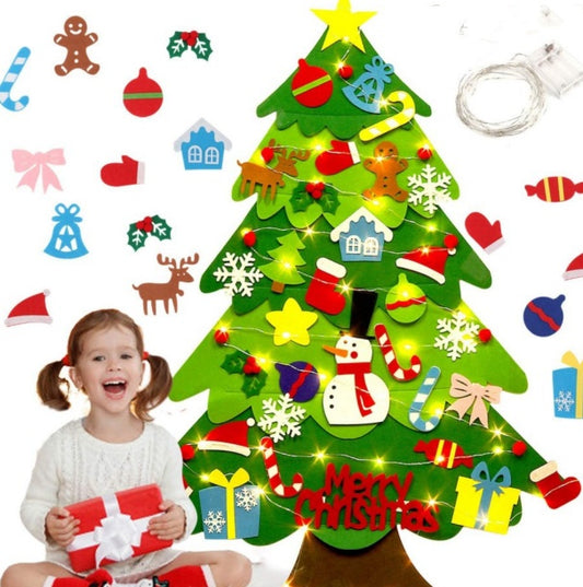 Christmas Felt Tree Decoration Set – DIY Reusable Wall Decor for Kids Holiday Activity