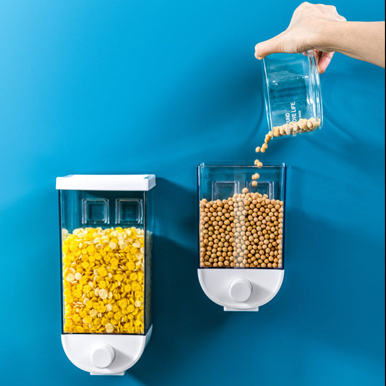 Wall-Mounted Kitchen Organizer – Easy Press Cereal & Food Dispenser