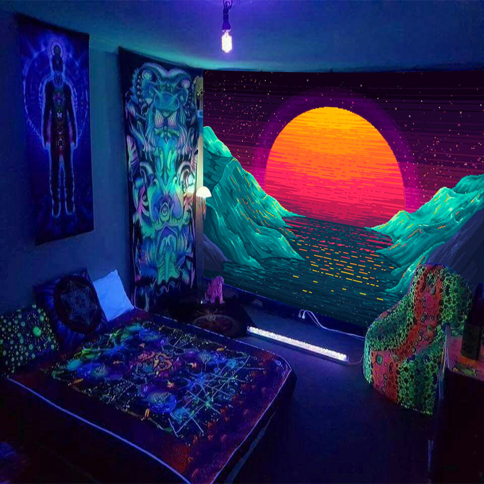Fluorescent Wall Tapestry – Game Room & Dorm Room Hanging Decor