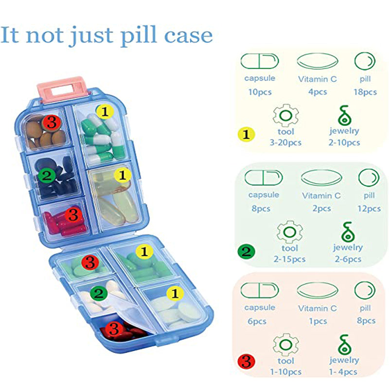 Moisture Proof Pill Organizer – 10 Grid Portable Medicine Box for Travel & Daily Health Use