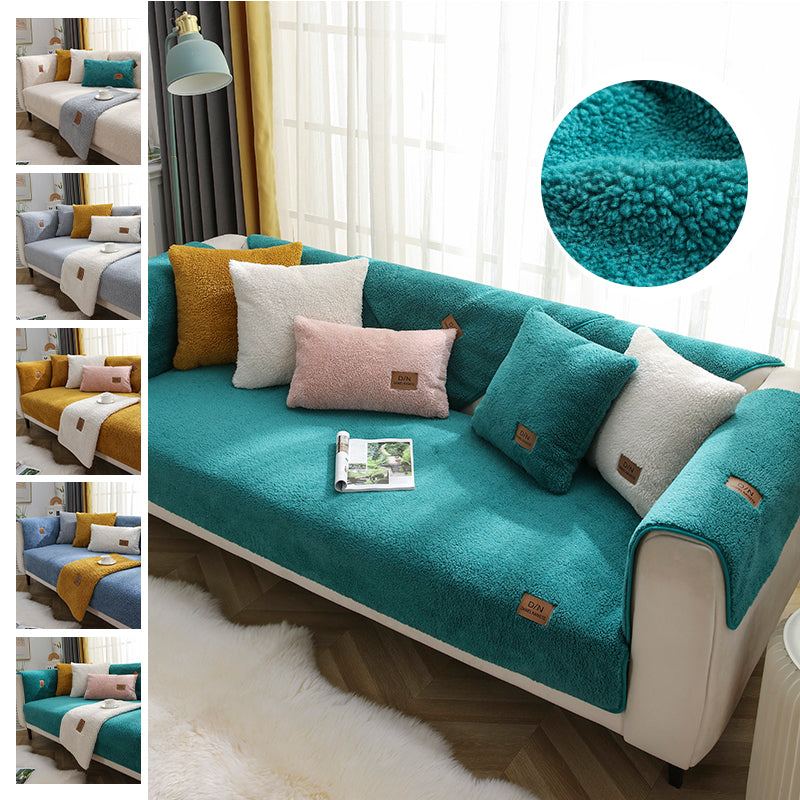 Cozy Lamb Wool Sofa Towel Cover – Thick, Soft, Anti-Slip Couch Protection