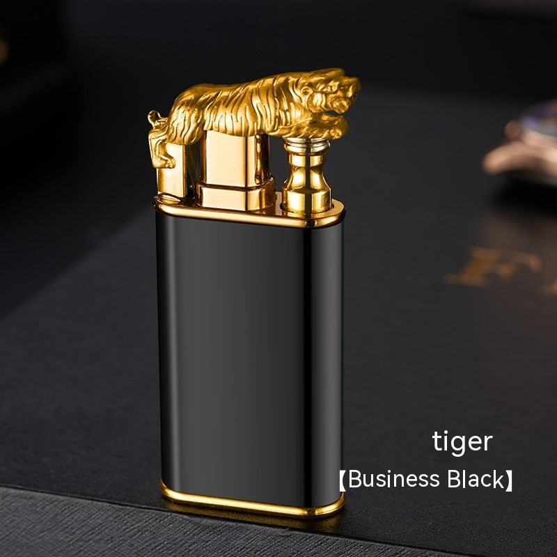 Windproof Jet Flame Torch Lighter – Creative Dolphin Dragon Tiger Double Fire Metal Refillable Lighter
