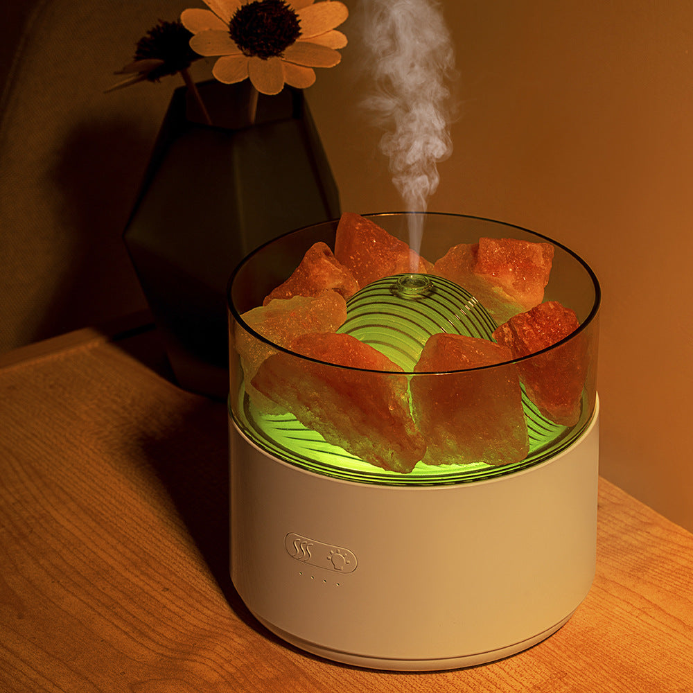Ultrasonic Cool Mist Humidifier & Aromatherapy Diffuser – Crystal Salt Lamp Air Purifier w/ Ambient Mood Lighting