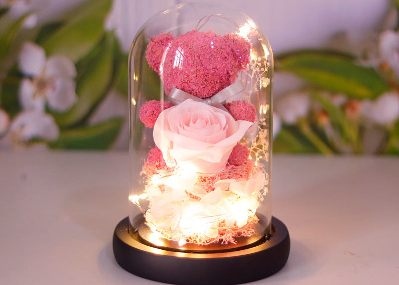 Eternal Rose Teddy Bear Gift Box – Romantic Valentine’s Day Gift for Girlfriend & Women