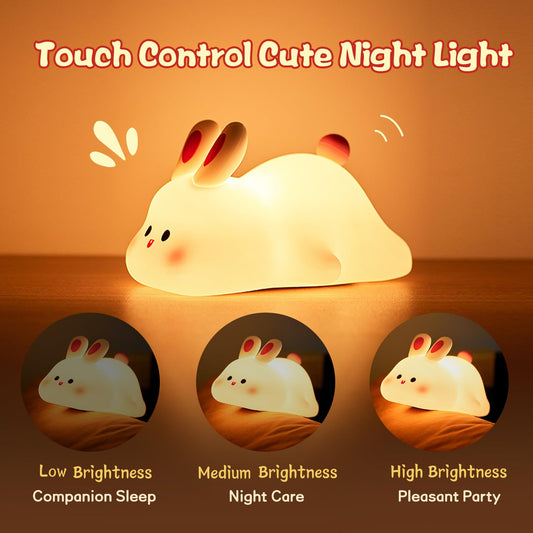 Kids LED Night Light – Touch Sensor Cute Rabbit Bedside Lamp