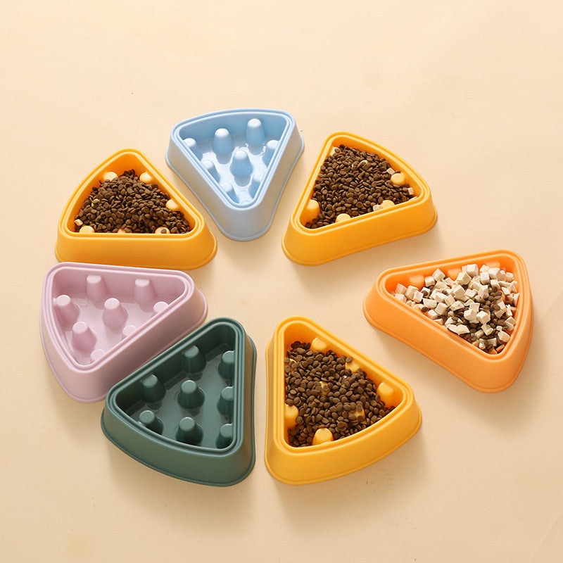 Cartoon Pizza Slow Feeder Pet Bowl – Anti-Choking Cat & Dog Food Dish