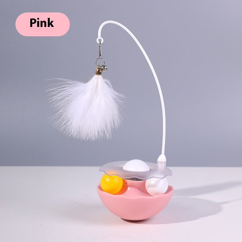Smart Cat Toy – Interactive Tumbler with Feather Wand & Treat Ball