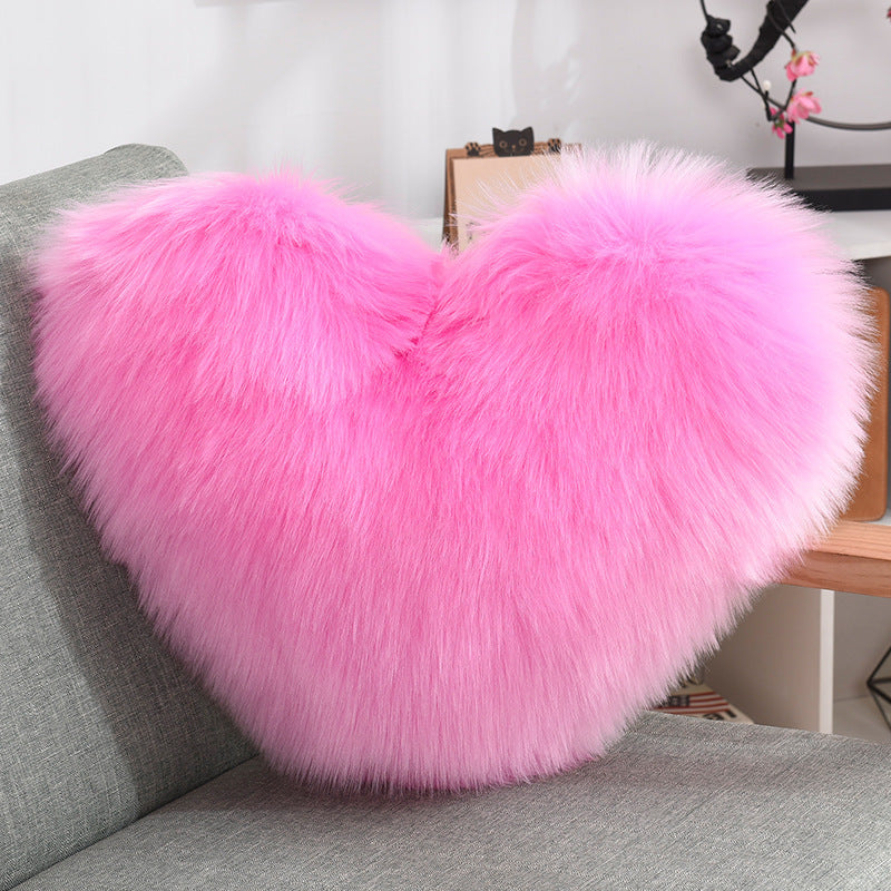 Cuddle-Perfect Fluffy Heart Throw Pillow Cover