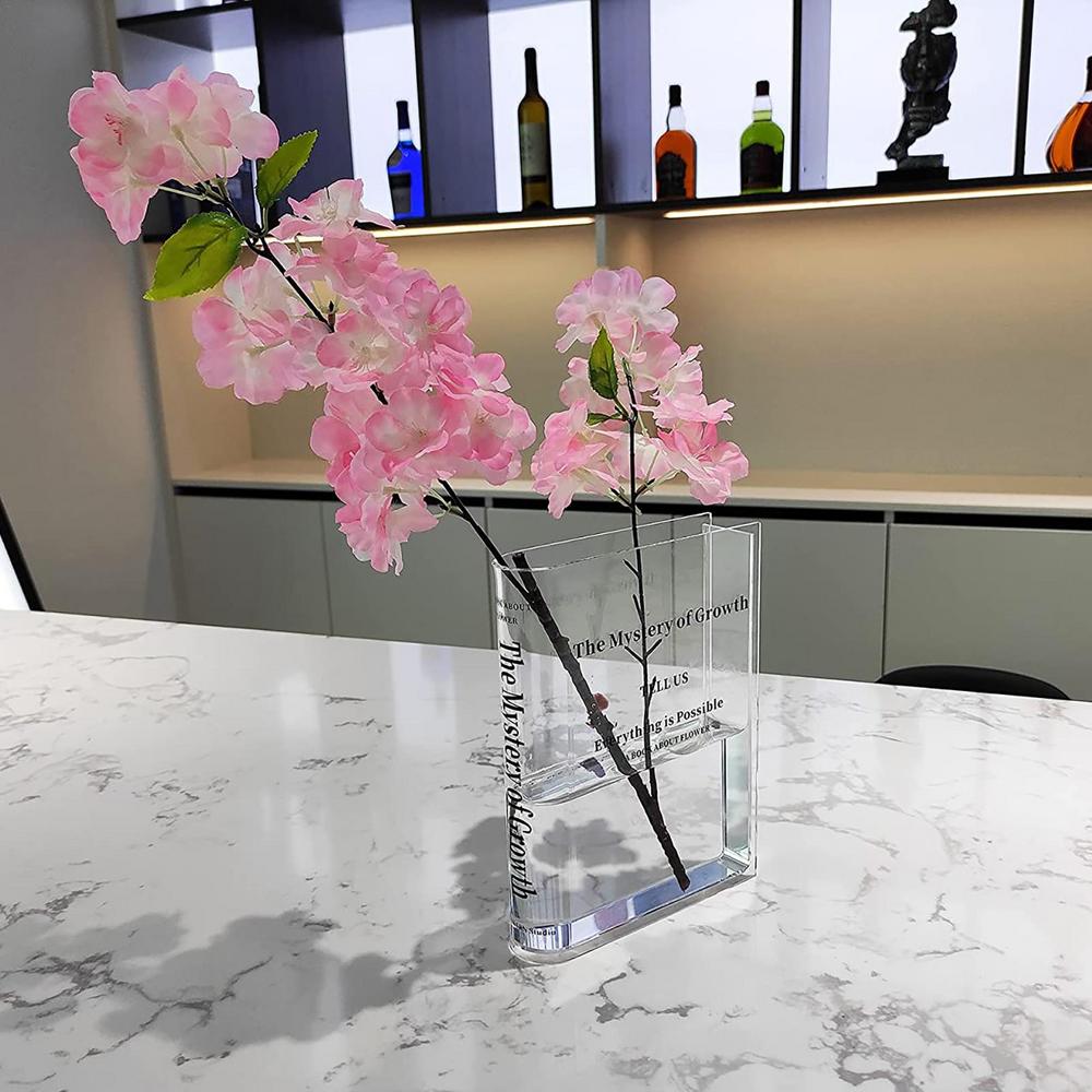 Creative Transparent Flower Vase – Clear Book Style Modern Home Decor Vase