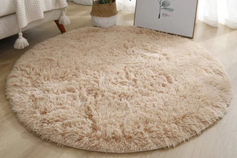 Soft Plush Round Rug Mat Fluffy White Carpets - perfect for living room & bedroom