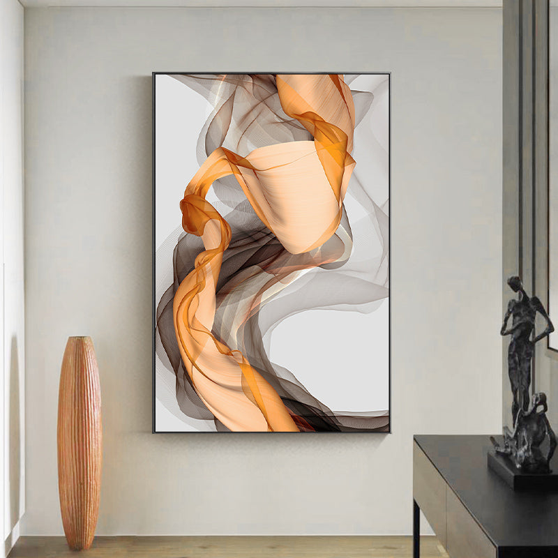 Contemporary Abstract Yellow Grey Wall Art Painting Canvas Home Decor Luxury Style