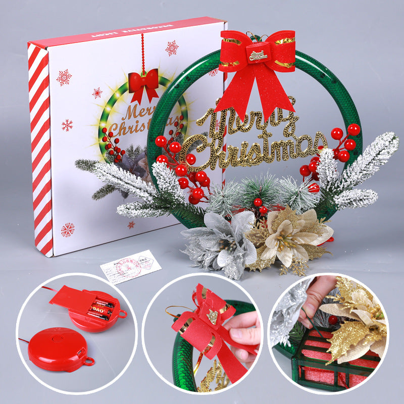 Holiday Christmas Door Decor Garland – 30CM LED Luminous Hanging Entryway Decoration