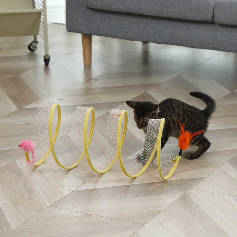 Cat Tunnel Toy Foldable Design – Interactive Mouse Ball Toy for Indoor Cats & Kittens
