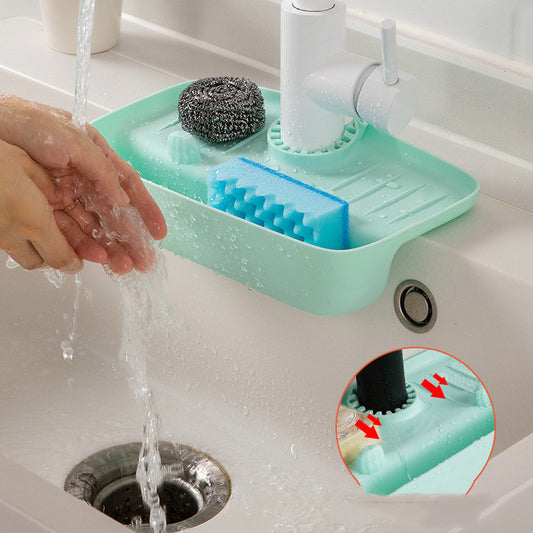 Kitchen Sponge Holder Rack – Anti Skid Drain Organizer for Sink Essentials