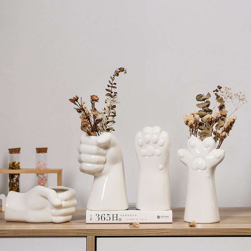 Simple Ceramic Vase – Modern Home Decor Flower Vase for Living Room & Table Centerpiece