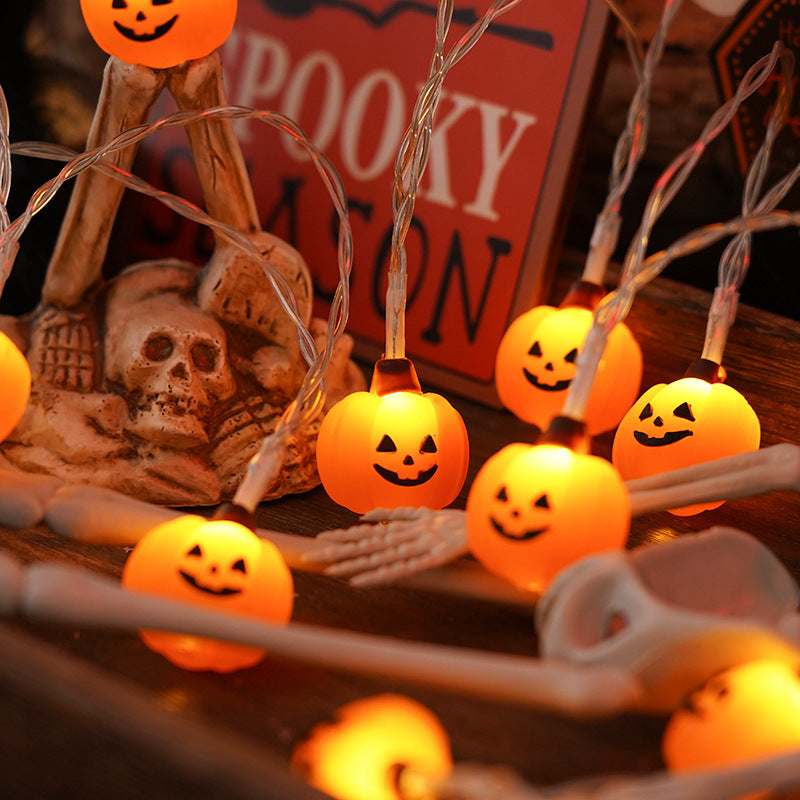 Halloween LED Light Chain – PVC Pumpkin & Ghost Outdoor/Indoor Decor