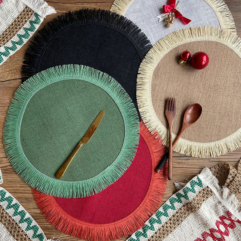 Handcrafted Jute Table Placemats – Tassel Boho Dining Mats | Natural Home Decor