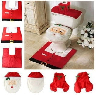 Christmas Bathroom Set – Cute Santa Curtain and Seat Cover