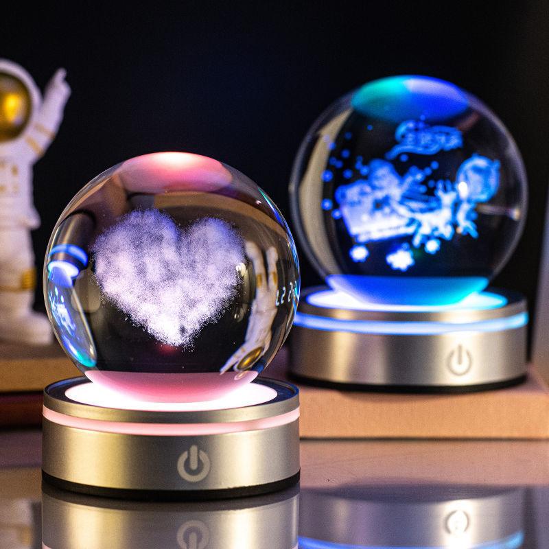 Colorful LED Crystal Ball Night Light – 3D Illusion Table Lamp Home Decor