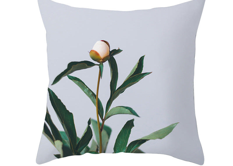 Light Tropical Plants Peach Skin Fleece Pillowcase – Soft Home Decor Cushion Cover