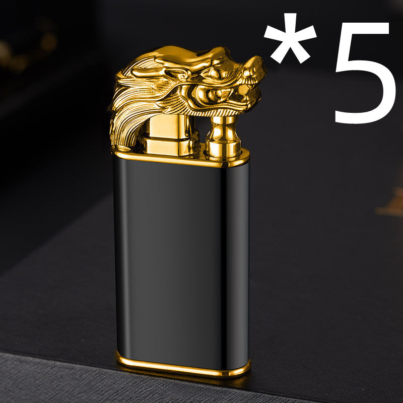 Windproof Jet Flame Torch Lighter – Creative Dolphin Dragon Tiger Double Fire Metal Refillable Lighter