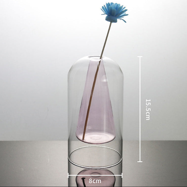 Stylish Glass Vase Decor – Double Wall Hydroponic Flower Pot for Elegant Home Styling