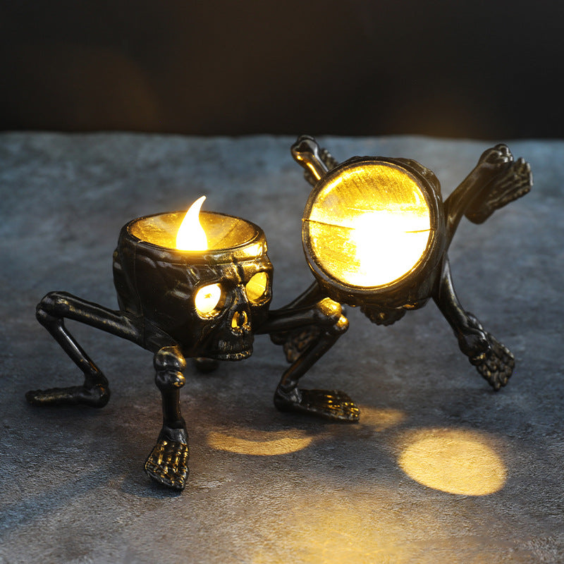 Halloween Candle Lantern Skull Hand Prop – Outdoor Yard Horror Decor Light