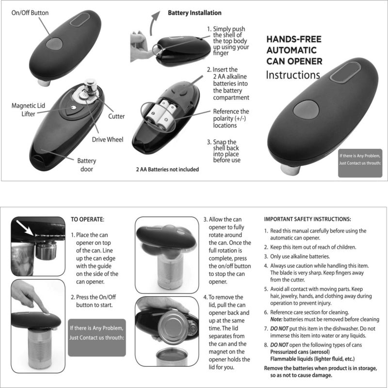 Electric Jar Opener Automatic Tool – One Touch Hands Free Can & Bottle Opener