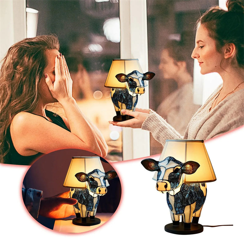 Cute Cow Table Lamp – USB Bedside Night Light for Bedroom, Dorm & Living Room Decor